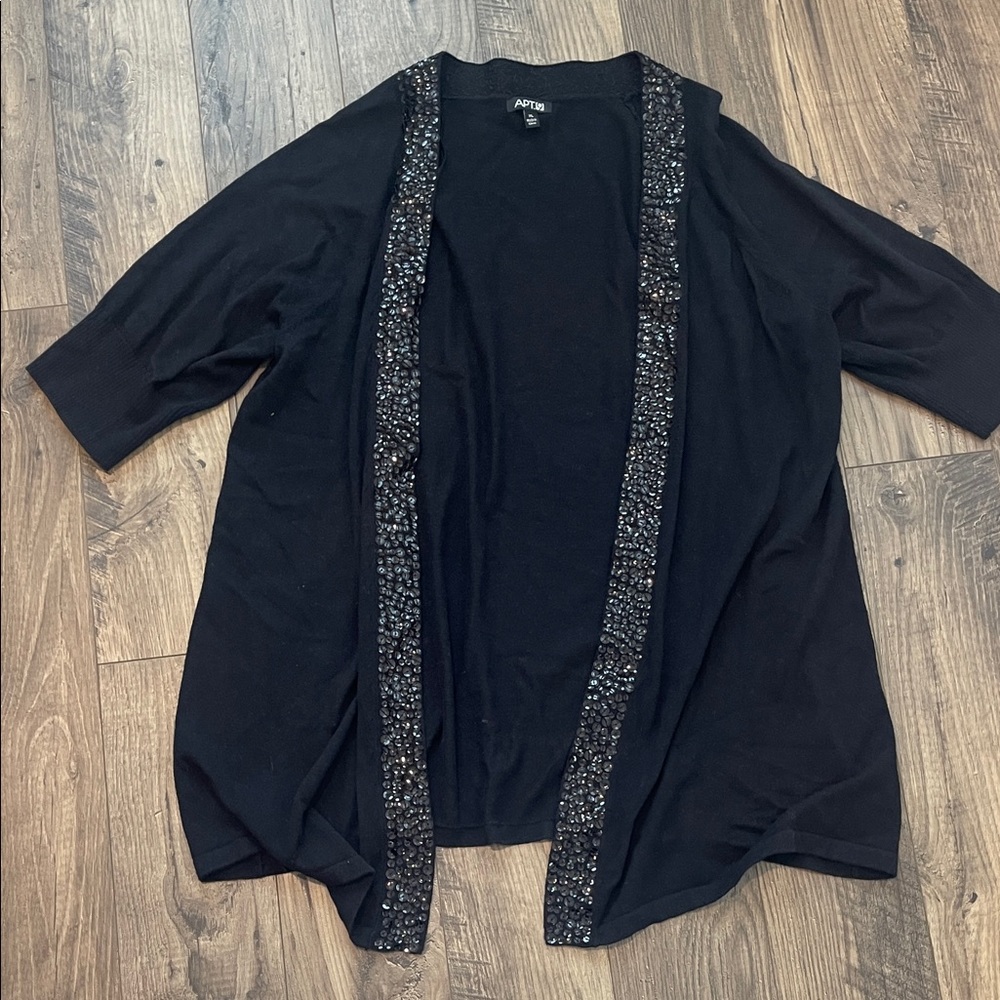 Apt. 9 Black Cardigan with Sequin Detail